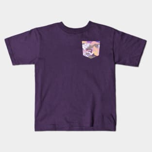 Pocket - Abstract Trippy Purple Yellow Kids T-Shirt